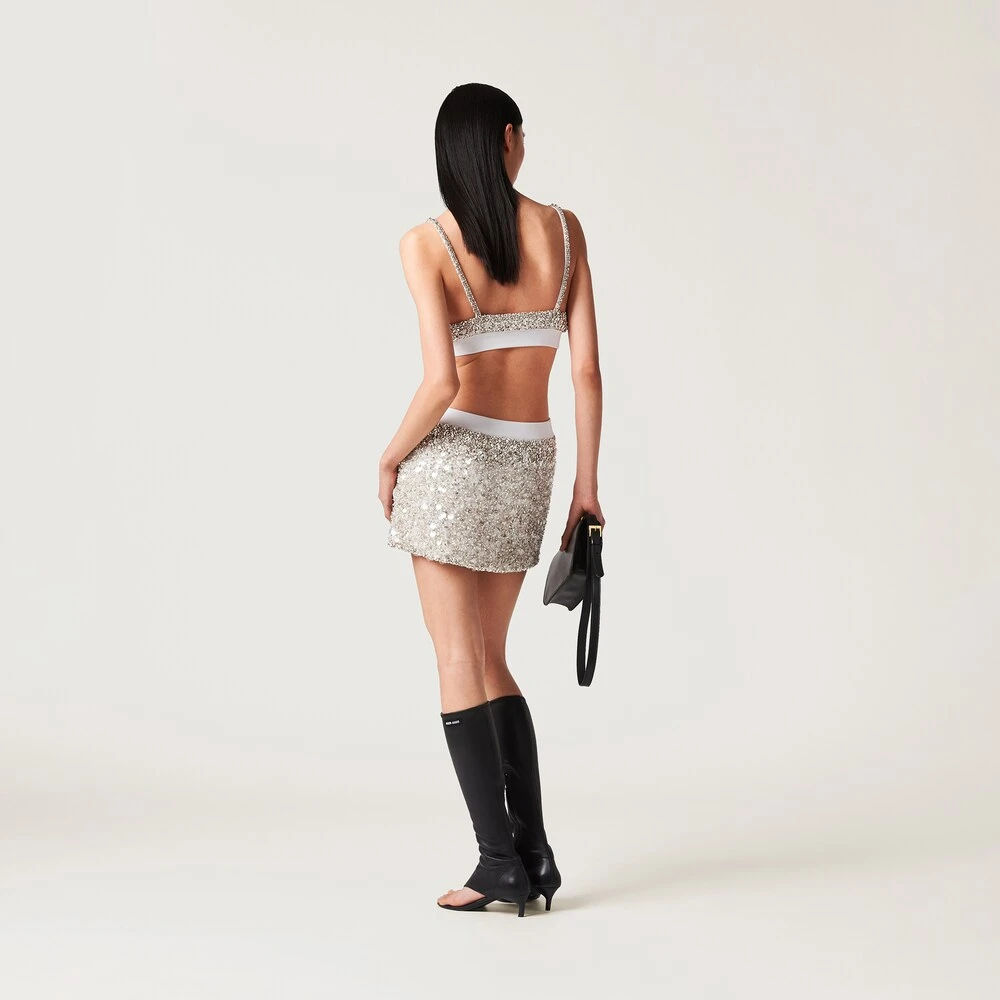 Miu Miu Embroidered Jersey Miniskirt - Image 3