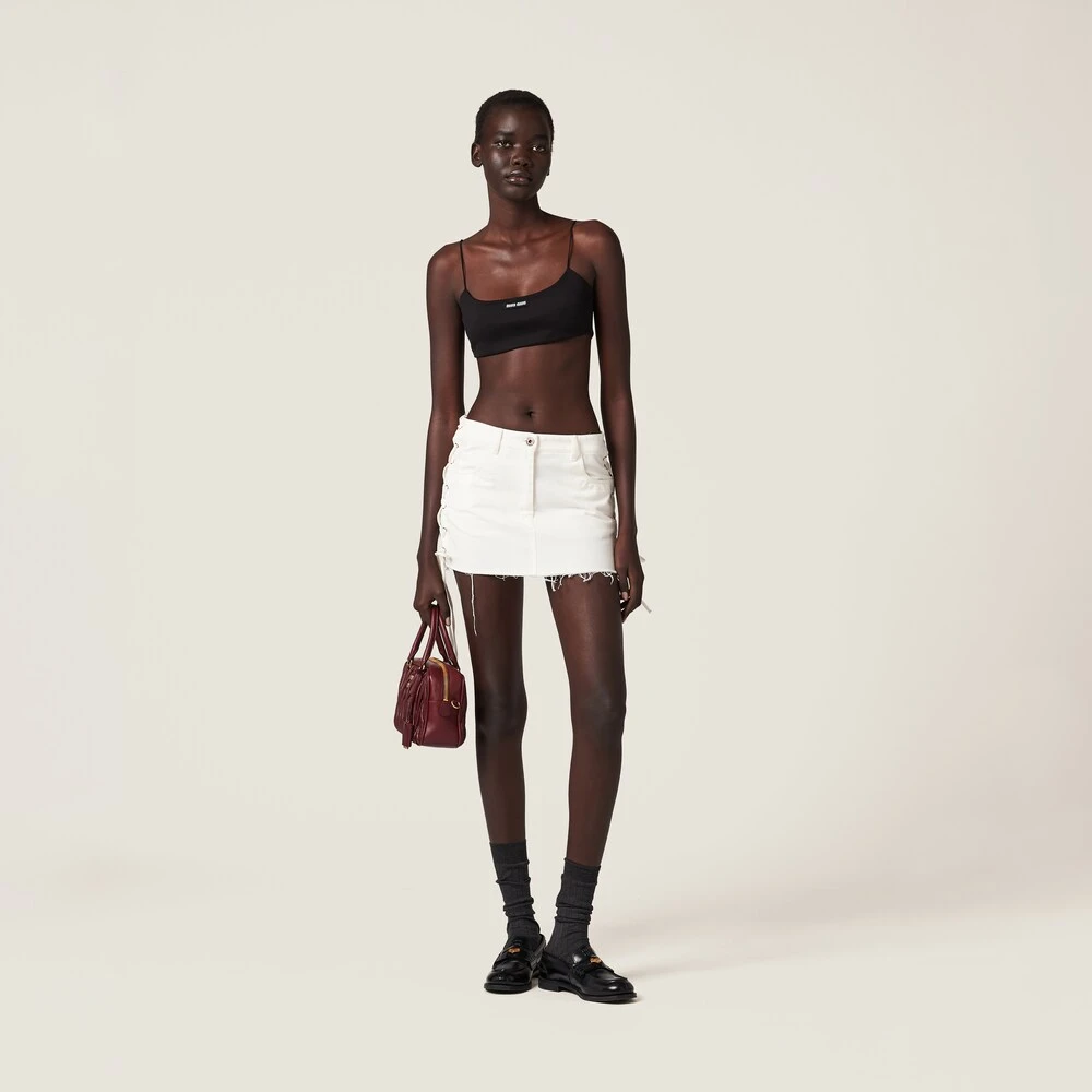 Miu Miu White Denim Miniskirt - Image 2