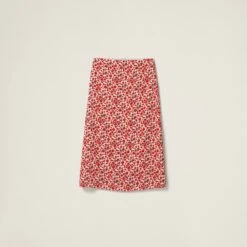 Miu Miu Floral Print Crepe De Chine Skirt