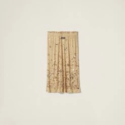Miu Miu Embroidered Garment-dyed Ribbed Knit Jersey Skirt