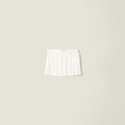 Miu Miu Crepe Di Chine Miniskirt With Logo
