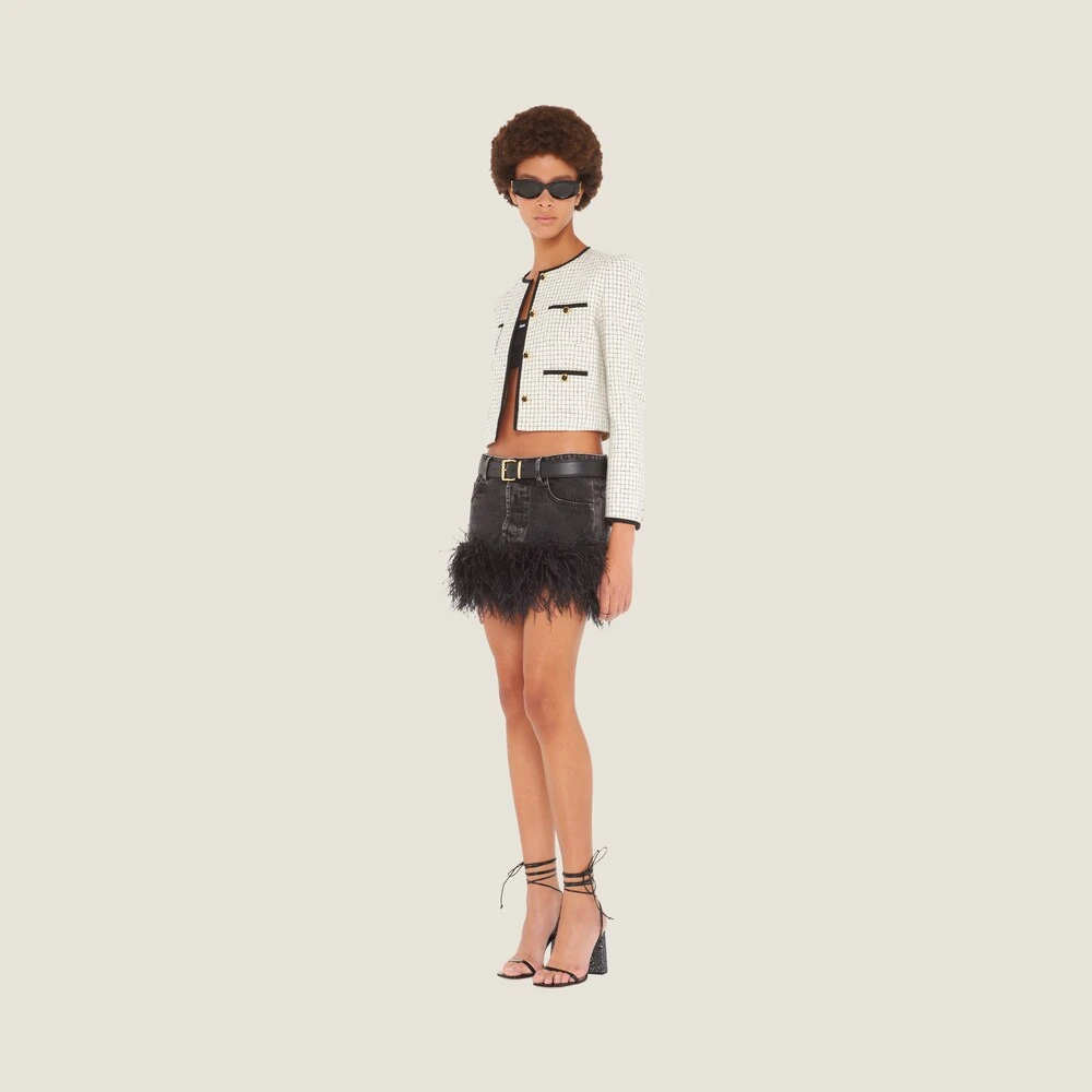 Miu Miu Denim Miniskirt With Feathers - Image 2