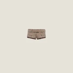 Miu Miu Plaid Shorts With Embroidered Logo