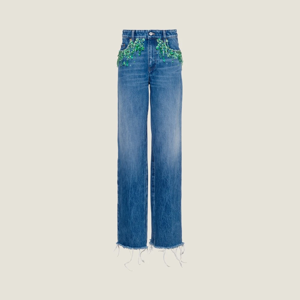 Miu Miu Embroidered Five-pocket Jeans