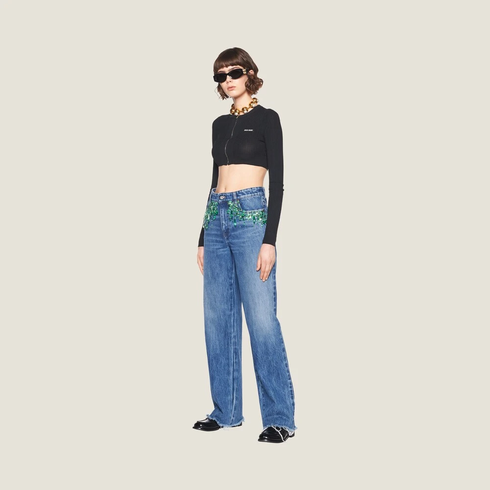 Miu Miu Embroidered Five-pocket Jeans - Image 2