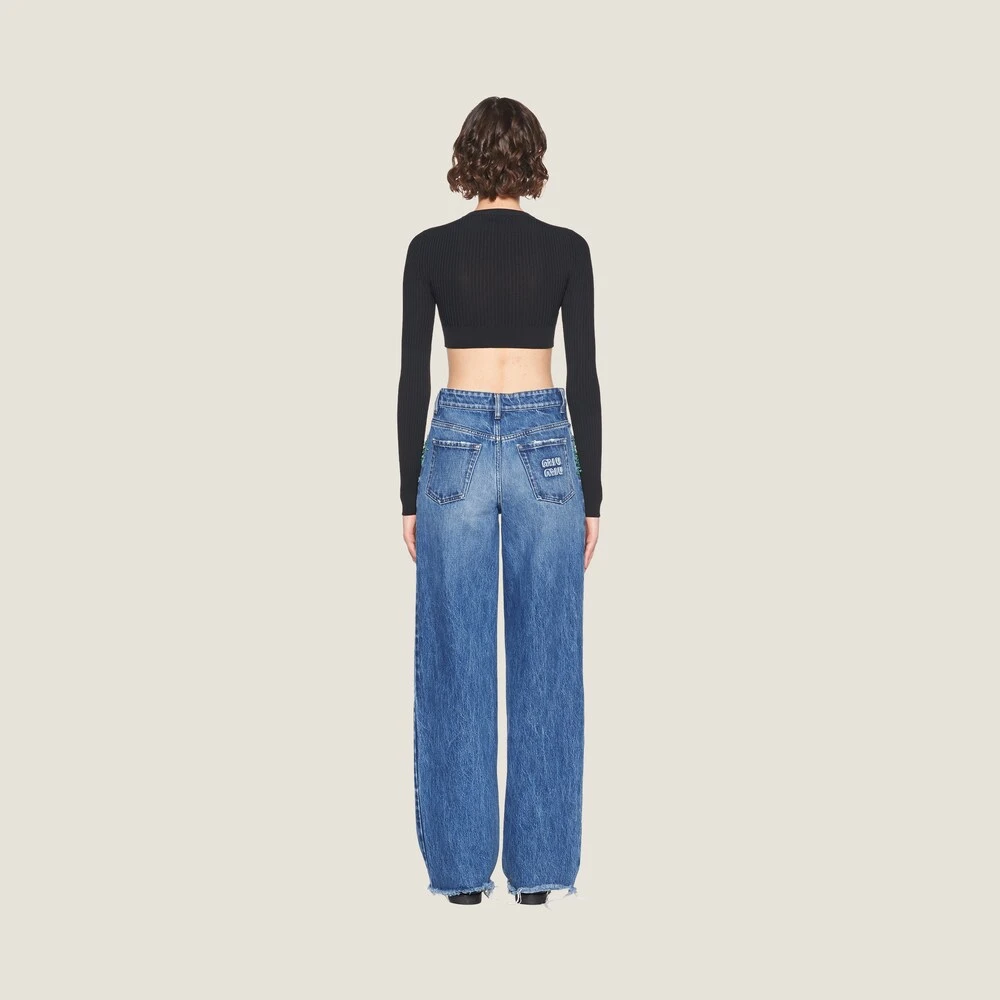 Miu Miu Embroidered Five-pocket Jeans - Image 3