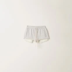 Miu Miu Embroidered Cotton Fleece Shorts
