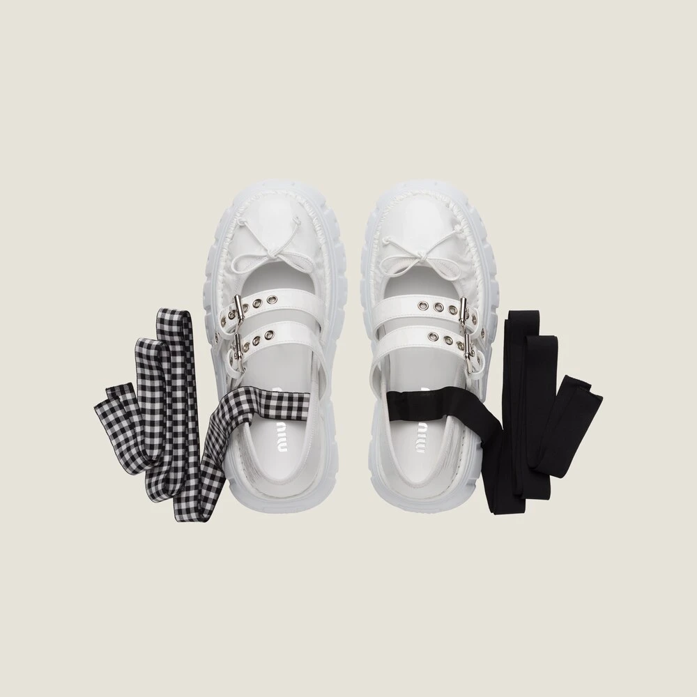 Miu Miu Naplak Leather Flatform Ballerinas - Image 4