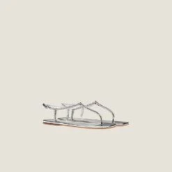 Miu Miu Metallic Technical Fabric Thong Sandals