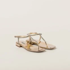 Miu Miu Metallic Leather Thong Sandals