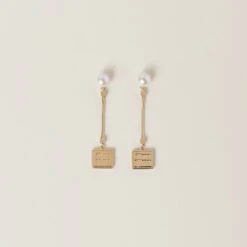 Miu Miu Metal Earrings With Artificial Pearls
