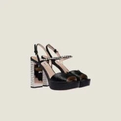 Miu Miu Lizard-print Leather Platform Sandals