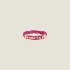 Miu Miu Nappa Leather And Metal Bracelet With Logo