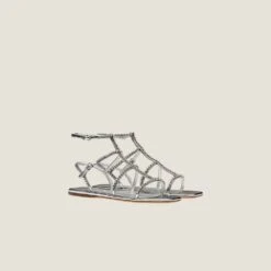 Miu Miu Metallic Technical Fabric Sandals