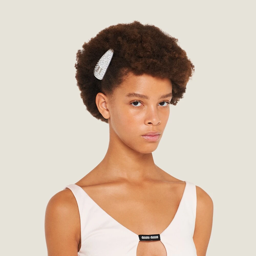 Miu Miu Satin Hair Clip With Artificial Crystals - Image 2