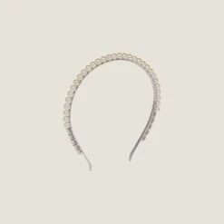 Miu Miu Metal Headband With Pearls And Crystals