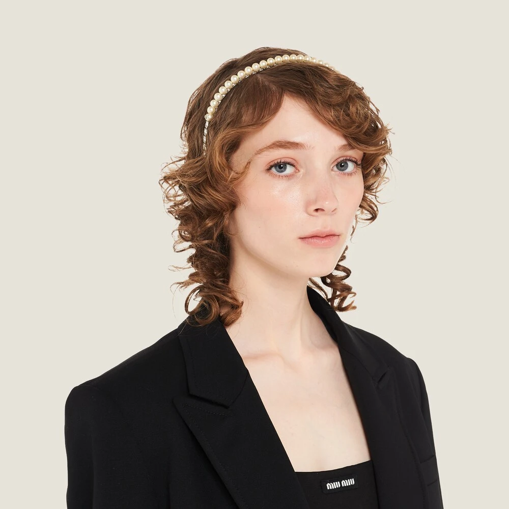 Miu Miu Metal Headband With Pearls And Crystals - Image 2