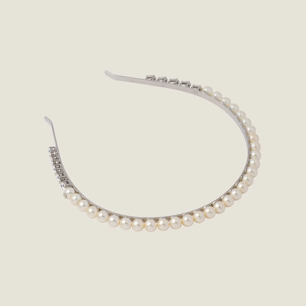 Miu Miu Metal Headband With Pearls And Crystals - Image 3
