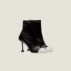 Miu Miu Metallic Technical Fabric And Patent Leather Booties