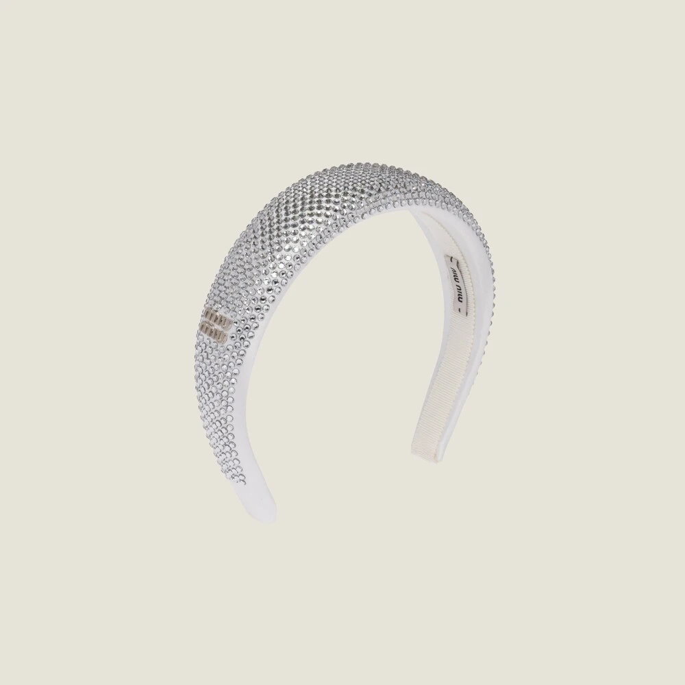Miu Miu Satin Headband With Crystals