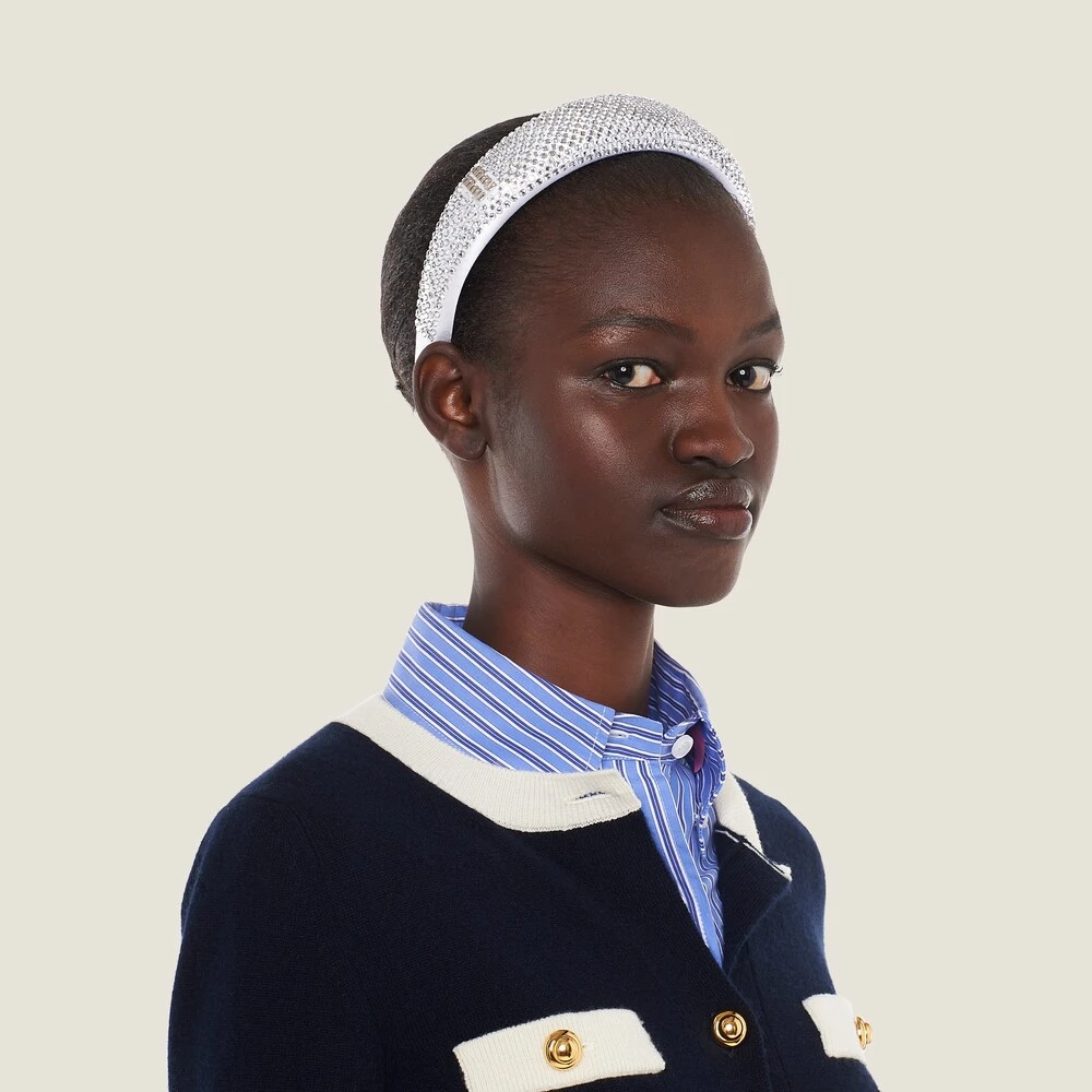 Miu Miu Satin Headband With Crystals - Image 2
