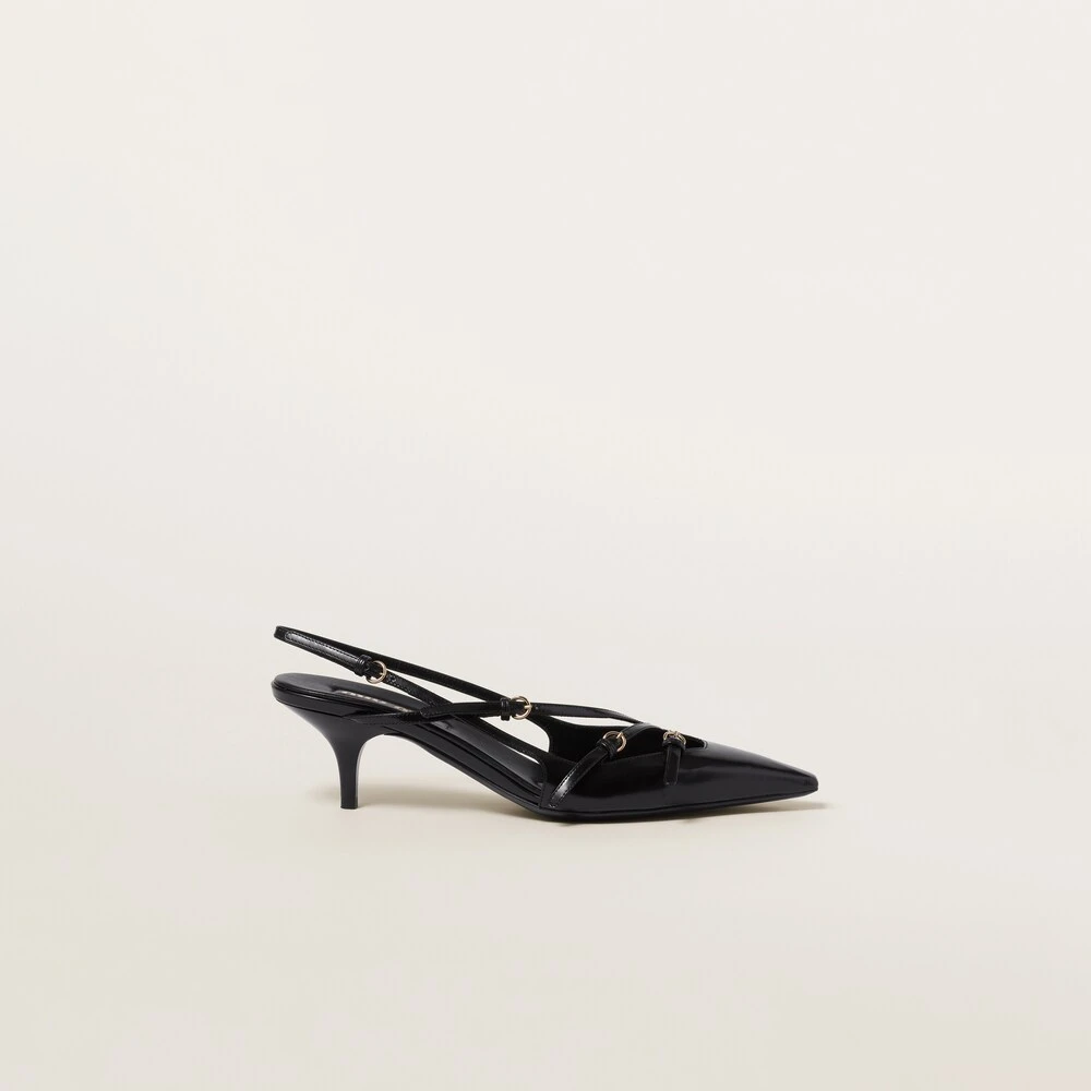 Miu Miu Brushed Leather Slingbacks With Buckles - Image 2