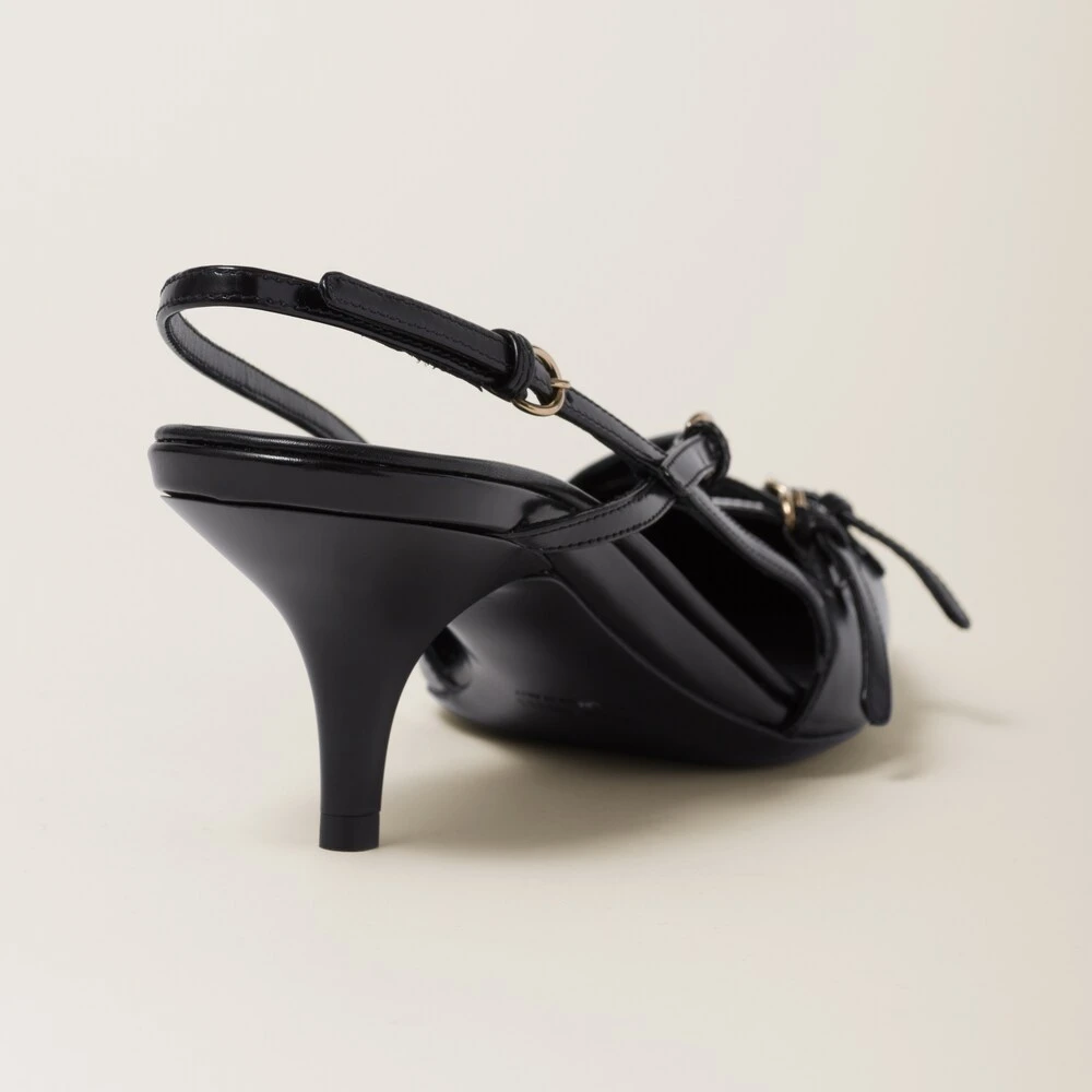 Miu Miu Brushed Leather Slingbacks With Buckles - Image 3