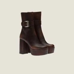 Miu Miu Leather Platform Booties