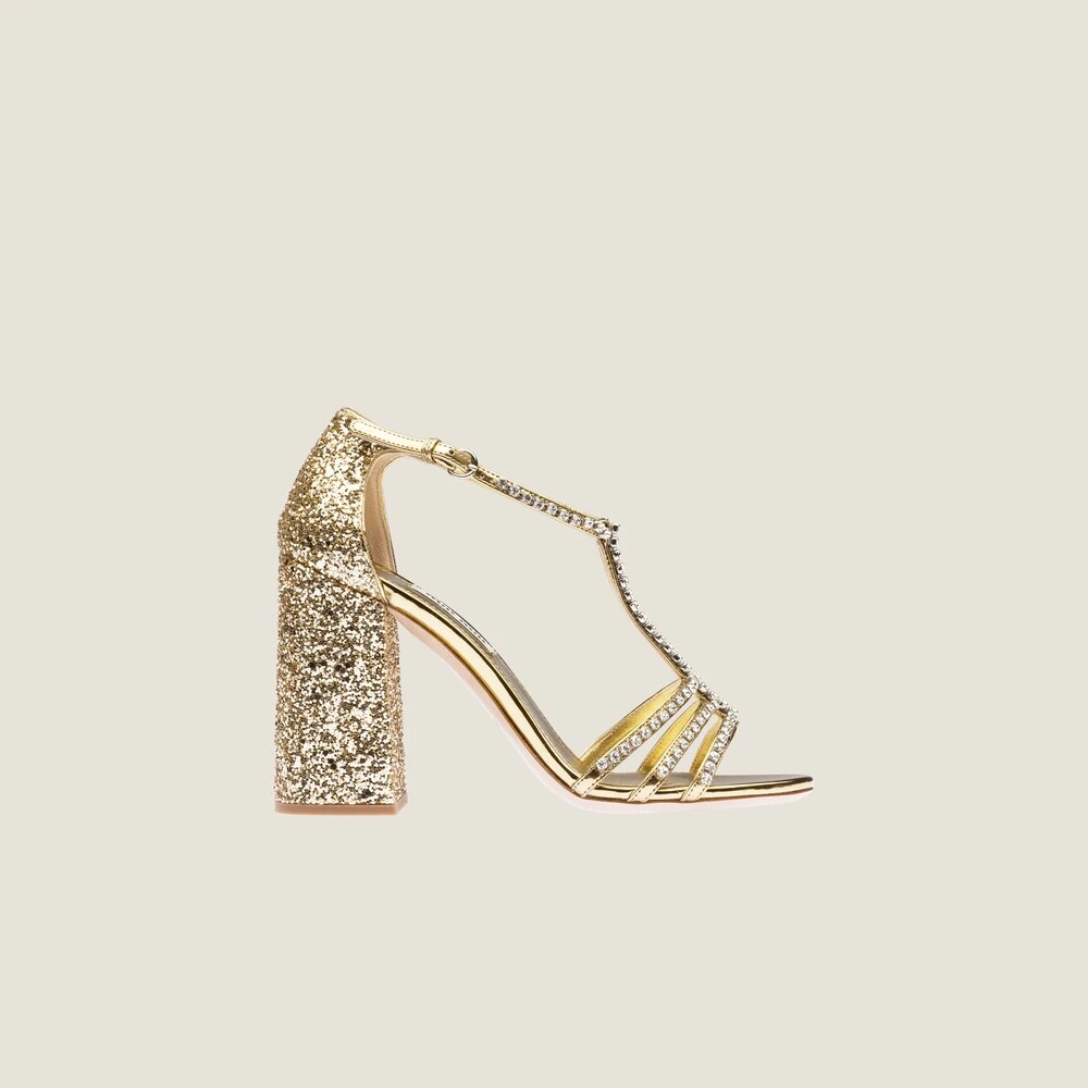 Miu Miu Metallic Technical Fabric And Glitter Sandals - Image 2