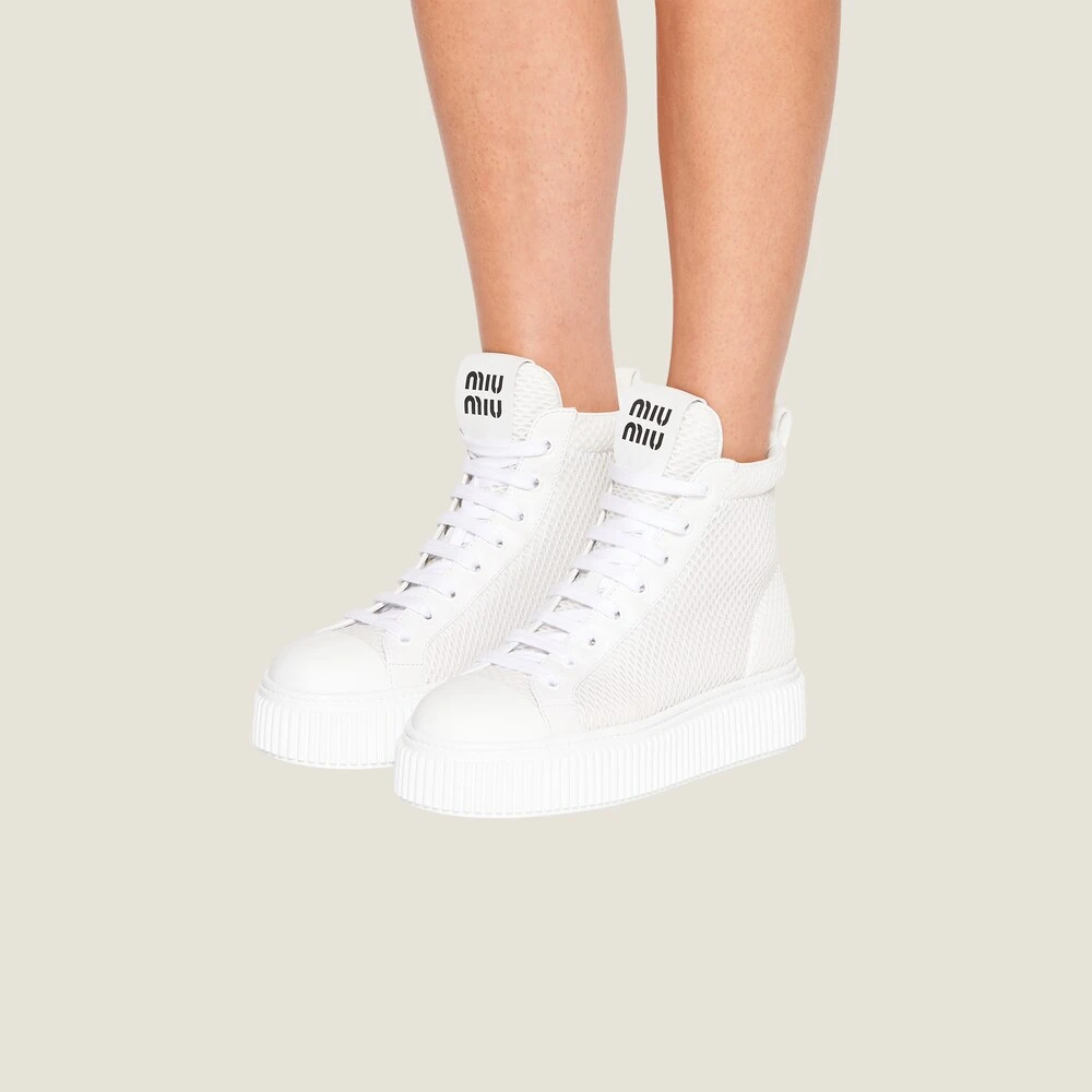 Miu Miu Mesh Flatform High-top Sneakers - Image 5