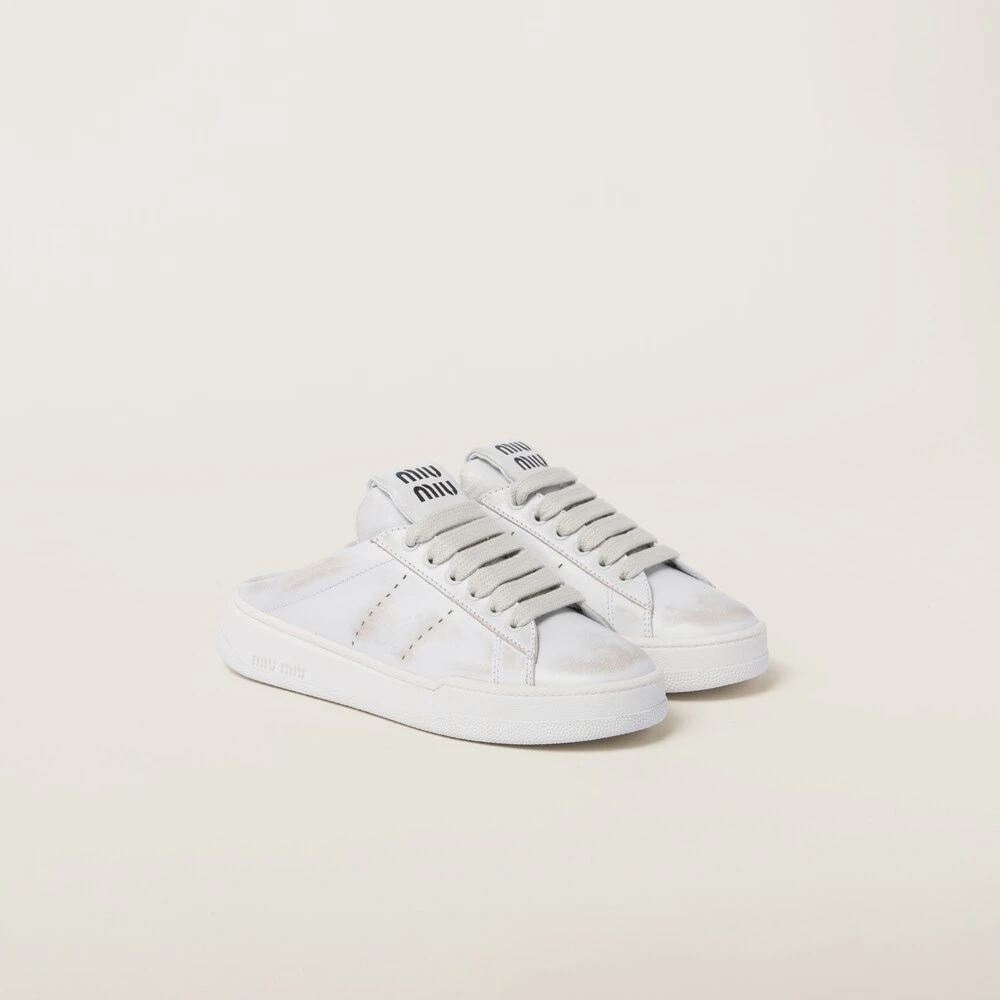 Miu Miu Bleached Leather Sneakers