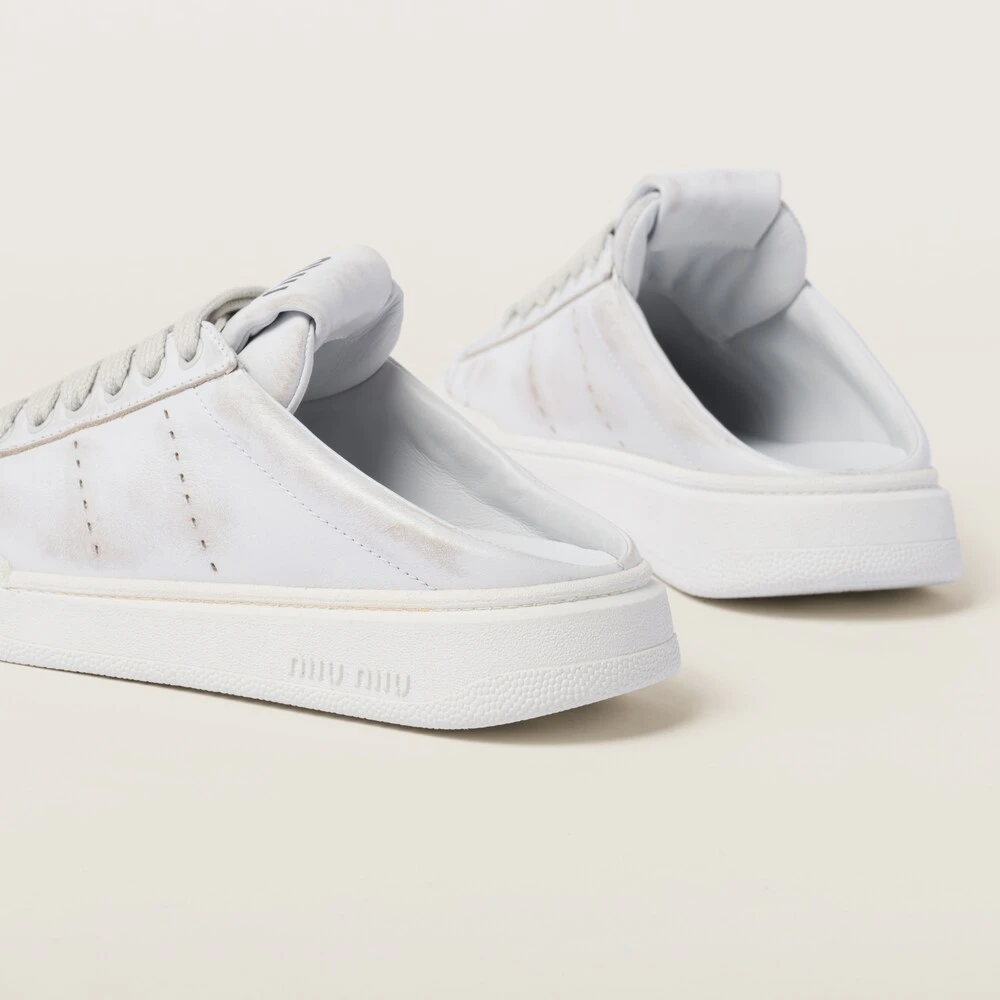 Miu Miu Bleached Leather Sneakers - Image 3