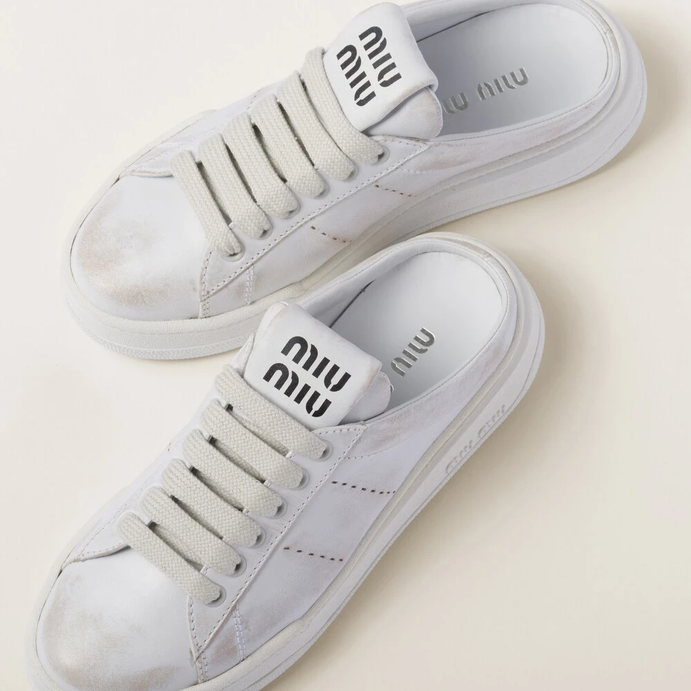 Miu Miu Bleached Leather Sneakers - Image 4