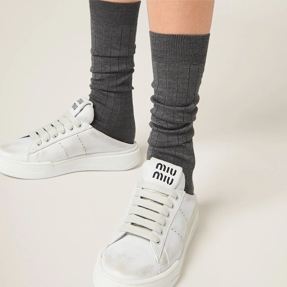 Miu Miu Bleached Leather Sneakers - Image 5