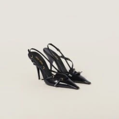 Miu Miu Patent Leather Slingbacks With Buckles