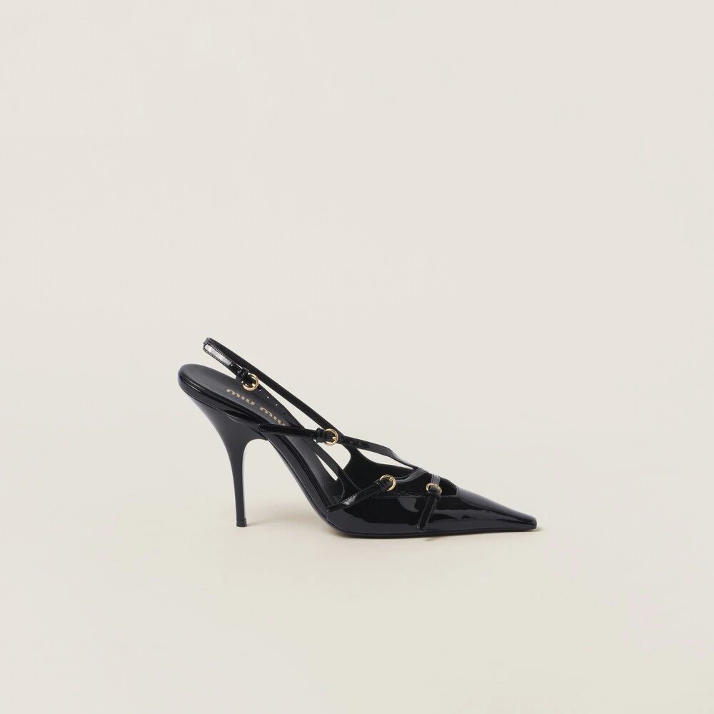 Miu Miu Patent Leather Slingbacks With Buckles - Image 2