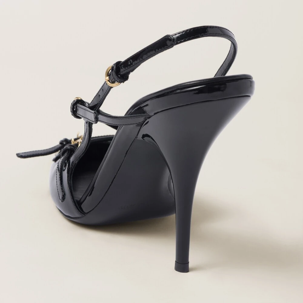 Miu Miu Patent Leather Slingbacks With Buckles - Image 3
