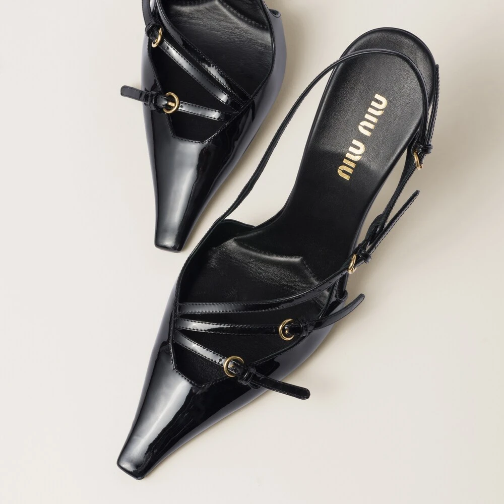 Miu Miu Patent Leather Slingbacks With Buckles - Image 4