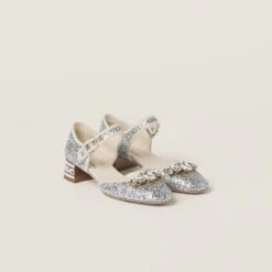 Miu Miu Glitter Fabric Pumps
