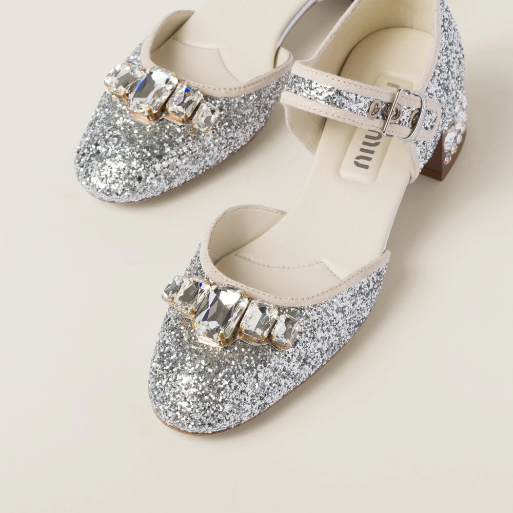 Miu Miu Glitter Fabric Pumps - Image 4