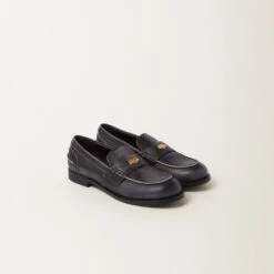 Miu Miu Vintage-effect Leather Loafers