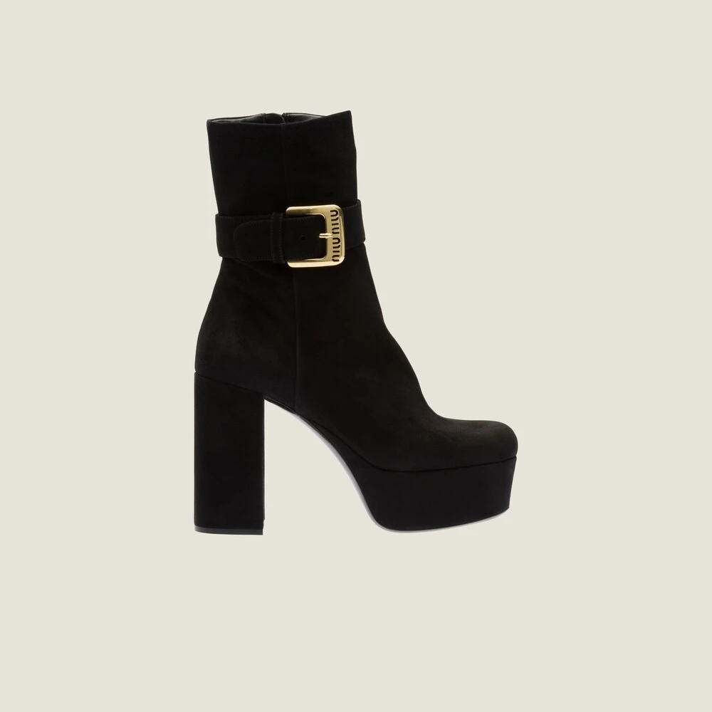 Miu Miu Suede Platform Booties - Image 2