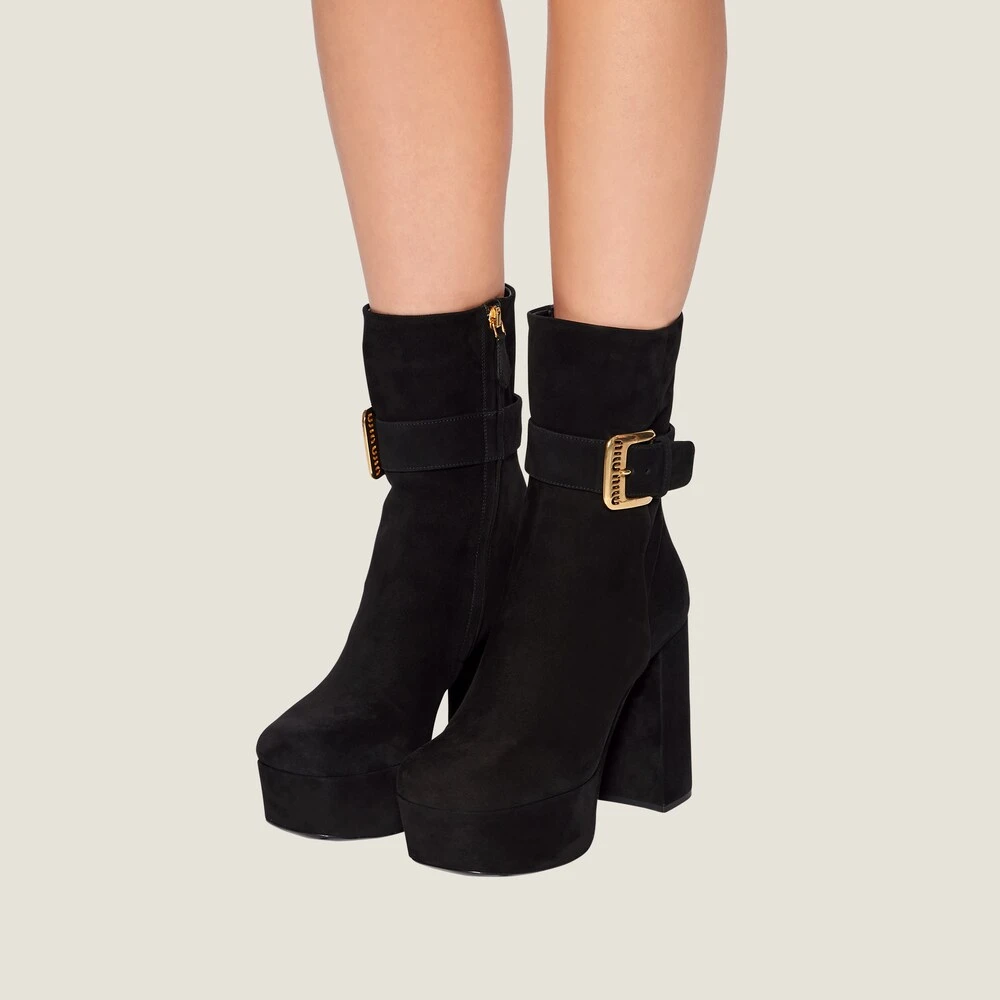 Miu Miu Suede Platform Booties - Image 5