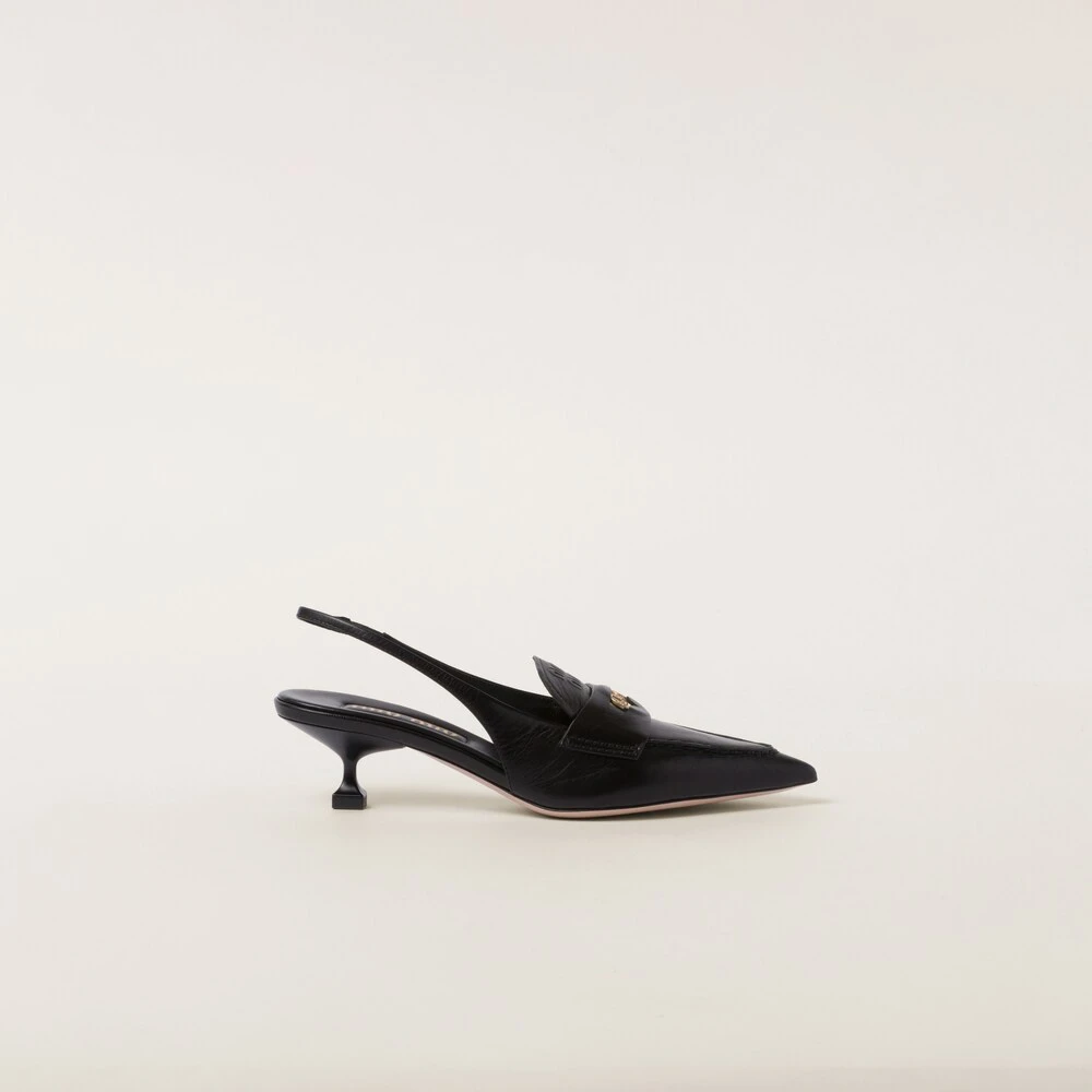 Miu Miu Leather Penny Loafers With Heel - Image 2