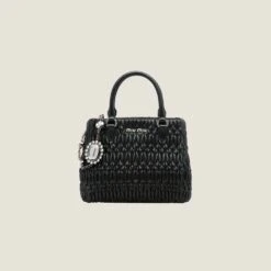 Miu Miu Miu Crystal Cloqué Nappa Leather Handbag