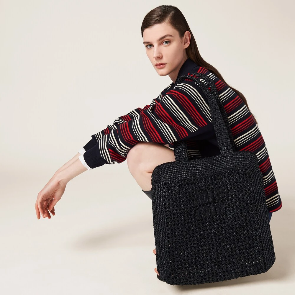 Miu Miu Woven Fabric Tote Bag - Image 2