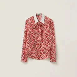 Miu Miu Floral Print Crepe De Chine Shirt