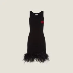 Miu Miu Cashmere Dress With Feathers